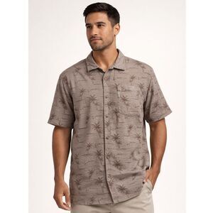 Columbia Men's Short Sleeves Button Down Tree Fish Print Shirt Size XL